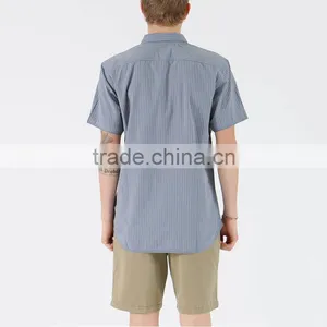 New Stylish Dress Shirt With Square Collar Plain Grey Mens Short Sleeve Silk Shirts thumbnail-5