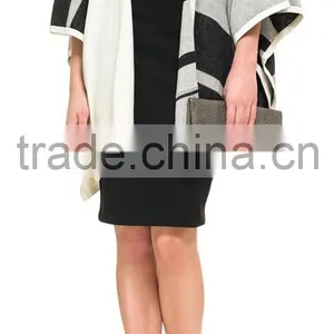 Women Knitted Pattern Fashion Cashmere Poncho Shawl thumbnail-1