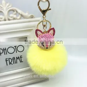2017 New Fashion Cute Faux Fur Ball Plush Keychain Car Key Chain for Bag Pendant Fmq-11 thumbnail-5