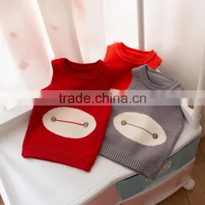 S32889W Kids Girls Knitted Vest Coat 2017 Cotton Cartoon Sweater Waistcoat Baby Girls Vest thumbnail-1
