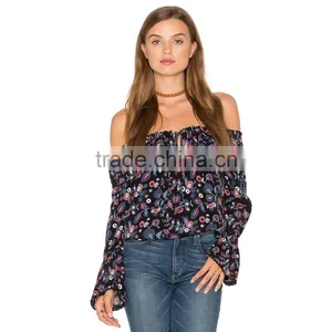 Ladies Elegant Silk New Blouse Models in Off Shoulder Style thumbnail-1