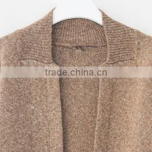 Women Open Front no Button Winter Pocket Long Cardigan Sweater Wool Coat With Low Prices thumbnail-3