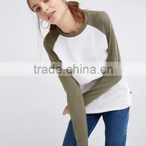 2017 China Clothing Manufacturer Latest Design Fashion High Quality Stylish 180g 100% Cotton O-Neck Raglan Sleeve Women T Shirt thumbnail-2