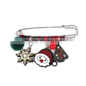 Resin Pin Brooches Pom Pom Ball Christmas Santa Claus Silver Tone Multicolor Clear Rhinestone China Wholesale Brooch thumbnail-2