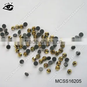 Hot Fix MC SS16 Gold Color Rhinestone Machine Cut Crystals Jet Gold Hematite For Clothing thumbnail-1