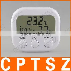 New Digital TA638 White Thermometer Humidity HYGRO Hygrometer Air Moisture Clock thumbnail-1