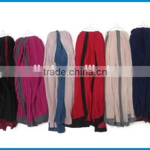Elegant Women's Fashion Two Tone Crinkled Viscose Scarf thumbnail-2