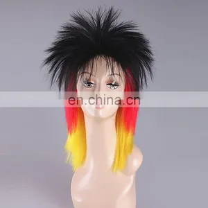 Black Red and Yellow Synthetic Wig for Sale High Quality Synthetic Wig FW2041 thumbnail-1