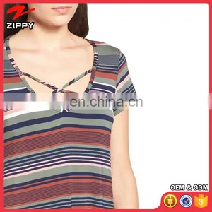 Maternity Clothes Manufacturer Stripe Detail Short Sleeve 100% Cotton Wholesale Summer Maternity Clothes thumbnail-4
