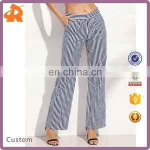 Fashion Design Ladies Vertical Striped Pockets Straight Long Pants Wholesale 2016 thumbnail-4