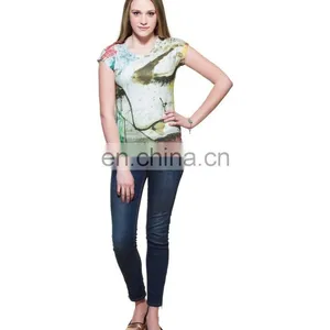 2015 Factory Direct Price Wholesale The Thinking Girl Print White T-shirt thumbnail-3
