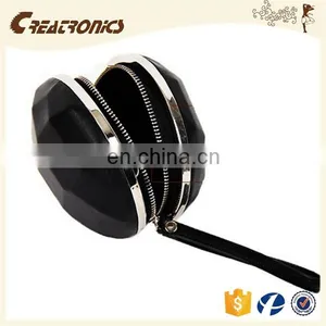 CR 80% Customers Repeat Orders Shiny pu Surface Diamond Structure Metal Frame Portable Round Black New Stylish Custom Coin Purse thumbnail-2