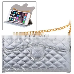 New Design Plaid Texture Shiny Sheepskin Flip Leather Case for IPhone 6 thumbnail-1