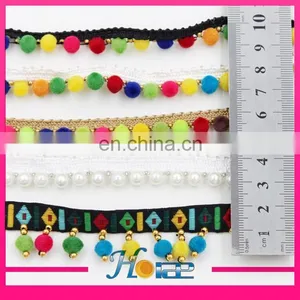 Tassel Beaded Lace Chain Pom Pom Fringe Trim thumbnail-4