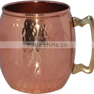 Hammered Copper Lemon Water Cup With Brass Handle, Copper Moscow Mule Mug thumbnail-5