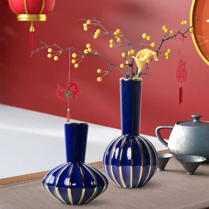 Chinese Jingdezhen Electroplate Red Blue White Green Ceramic Flower Vase For Dining Room Decor thumbnail-1