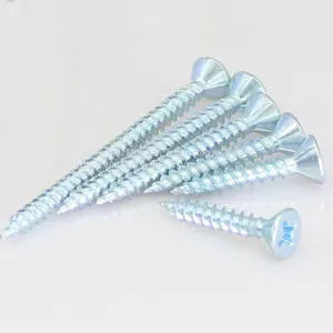 Chipboard Screw C1022 Steel Fiberboard Screws Zinc Wood Screws With 4/6 Nibs Under Head thumbnail-1