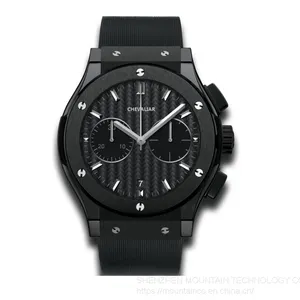Stainless Steel Fashion Multi-function Watches Man Genuine Leather Chronograph Watch thumbnail-3