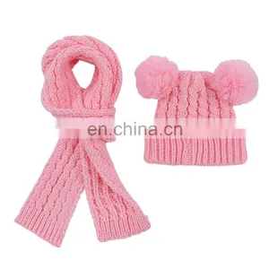Winter Toddler Hat Scarf Kids Knitted Warm Beanie Hat & Toddler Hats With Rectangle Scarf for Boys Girls thumbnail-2
