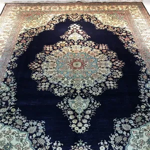 5x8ft Royal Blue Handmade Silk Persian Carpet for Sitting Room and Bedding Room thumbnail-2