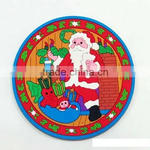 Christmas Gift Round Silicone Coaster, Soft Pvc Cup Mats for Gifts thumbnail-1