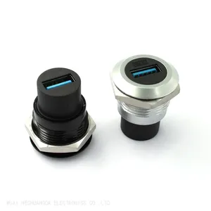 Round Type Zinc Alloy Data Signal Extended Transmission USB3.0 Surface Panel Mount Socket With Dust Cap thumbnail-4