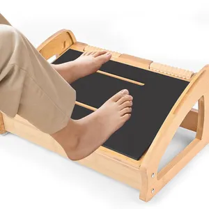 Wood Folding Foot Rest Footstool Bamboo Stool Adjustable Footrest Wooden Footstool thumbnail-1