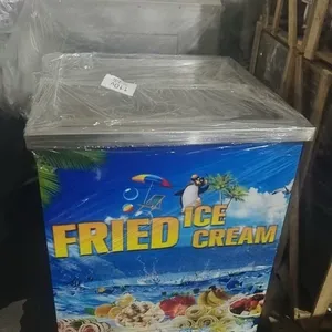 Commercial Fried Ice Cream Roll Machine With Single Square Pan and Double Pan and Material Barrows thumbnail-1