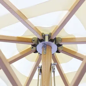 Heavy-duty Wooden Patio Umbrella, Luxury Double Pulley Cord, Garden Umbrella, Suitable for Commercial Customization. thumbnail-2