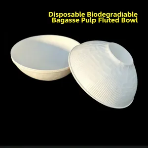 500ml Disposable Bowl, Sugarcane Bagasse Pulp, Compostable & Biodegradable, White thumbnail-5