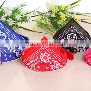 Small PU Pet Dog Collar Printed Triangle Towel Hot Style Pet Products Manufacturer Wholesale thumbnail-2