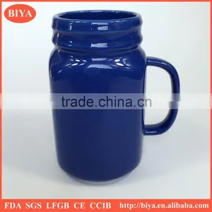 Sublimation Travel Mug Promotional Household Ceramic Blue Beer Mug thumbnail-1