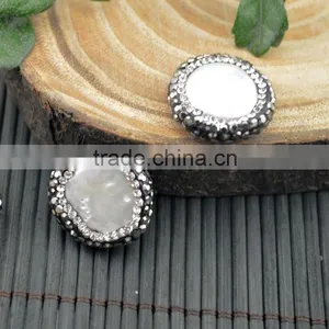 LFD-002B Finding ~ Druzy Round Shape Pearl Pave Rhinestone Connectors Spacer Beads Jewelry Making thumbnail-1