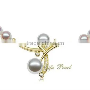 Newest Solid 18K Gold Freshwater Pearl Necklace thumbnail-1