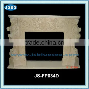 Cream Marble Fireplace With Lady Statue thumbnail-1