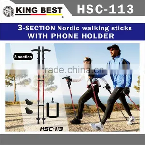 KING BEST New and Hot Product Carbon Trekking Pole 3-SECTION Contain PHONE HOLDER Mountaineering Stick thumbnail-1