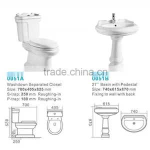 YIBEINI Ceramic Washdown Two Piece Toilet Bathroom Sanitary Ware Suite thumbnail-2