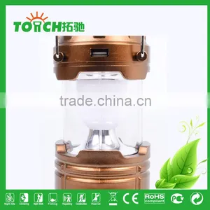 Golden Color Plastic Rechargeable Lantern Light Solar Energy Tent Camping Light for 3*AA Battery thumbnail-5