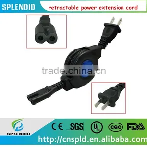Retractable 2 Prong AC Power Cord Cable Connector Adapter Laptop HP DELL thumbnail-1