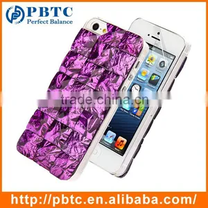 Set Screen Protector And Case For Iphone 5 , Hard Plastic Blue Bling Diamond 3D Crystal Case thumbnail-3