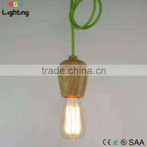 Modern Ceiling Lights E27 Wood Pendent Light Cord Set thumbnail-1