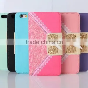 Nice Design Lace Bowknot Wallet Leather Cases For IPhone 5 thumbnail-5