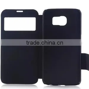 Factory Wholesale Flip Stand Window PU Leather Case For Samsung Galaxy S6 thumbnail-3