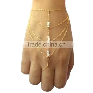 Luxury Slave Chain Link Interweave Finger Ring Hand Harness Bracelet Jewelry thumbnail-3