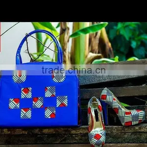 2015 Ankara Fabric Shoes and Bags/wax Shoes and Bags /Ankara Print High Heels Shoes Quality Choice Most Popular thumbnail-6