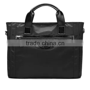 Waterproof Black Nylon Emboss Pattern Business Men Cowhide Briefcase thumbnail-2