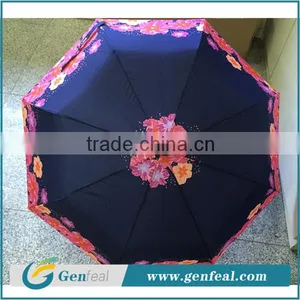 Beautiful Heat Transfer Printing Auto Open 3 Folding Umbrellas With Custom Brand Logo Label thumbnail-1