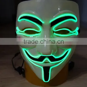 V for Vendetta el Wire Mask / EL Wire Halloween Mask / EL WIRE Masquerade Face Mask thumbnail-5