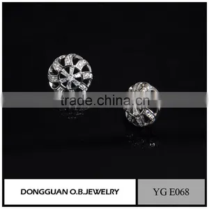 Top Quality Wedding Jewelry Real Silver Plating Diamond Stud Earring For Women thumbnail-5