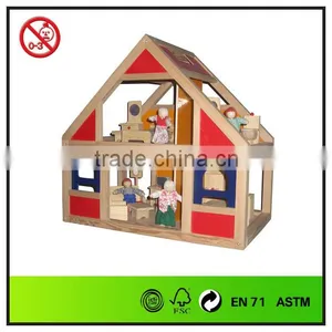 Classic Wooden Dollhouse With Furniture thumbnail-1
